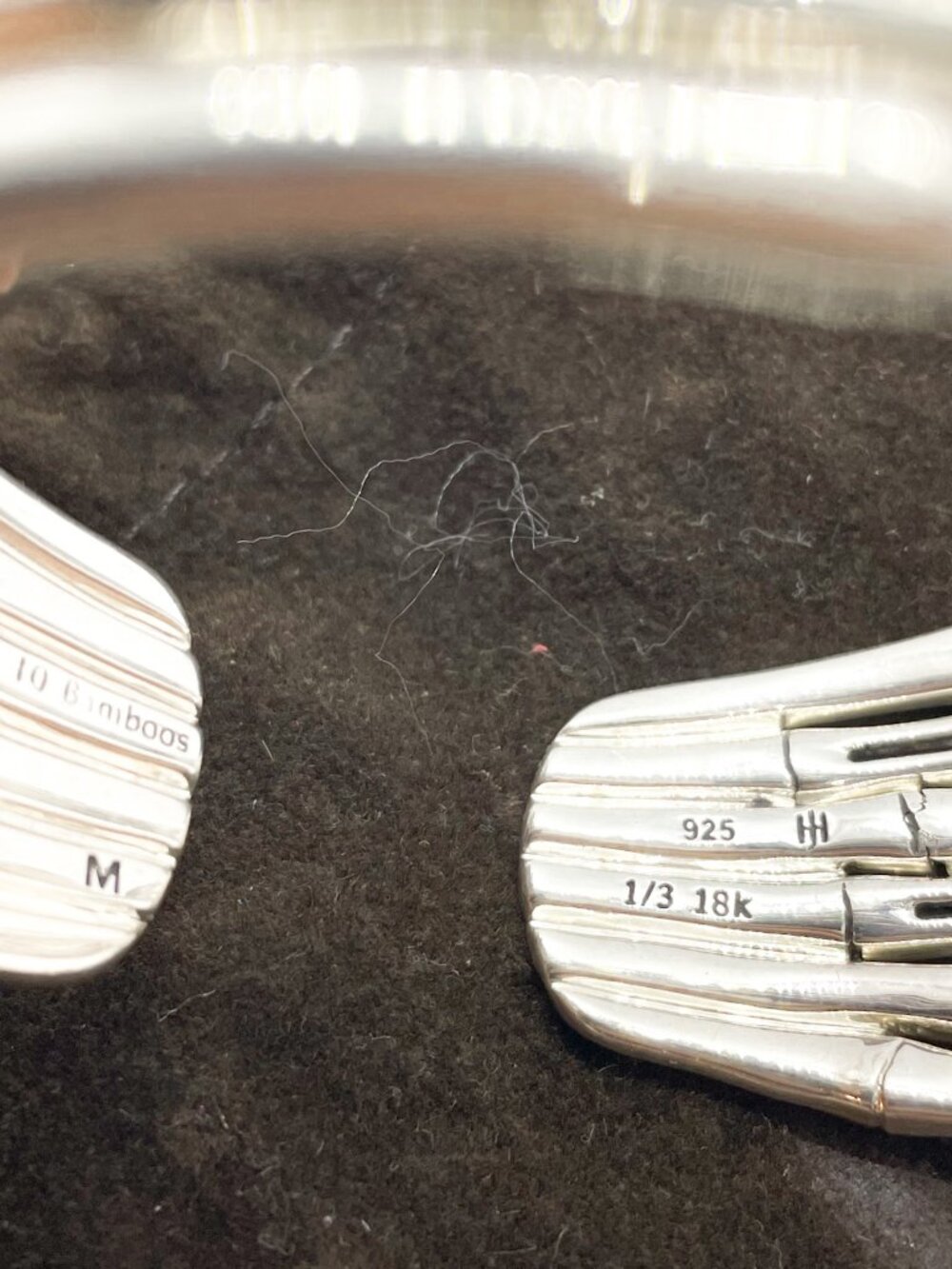 John Hardy Bamboo Sterling Silver & 18k Yellow Gold Medium Flex Cuff Bracelet - Picture 5 of 9